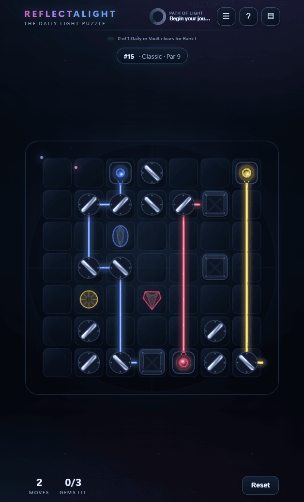 The Reflectalight daily puzzle on a phone