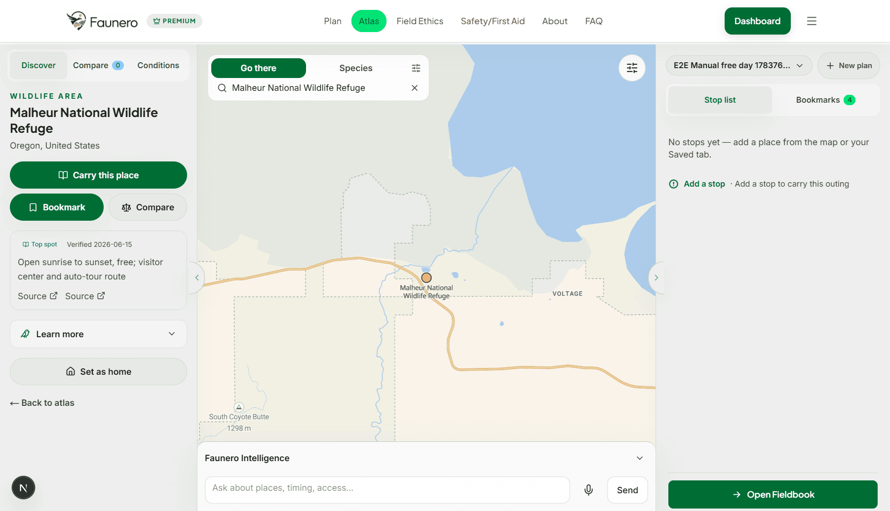 Atlas place search focused on Malheur National Wildlife Refuge